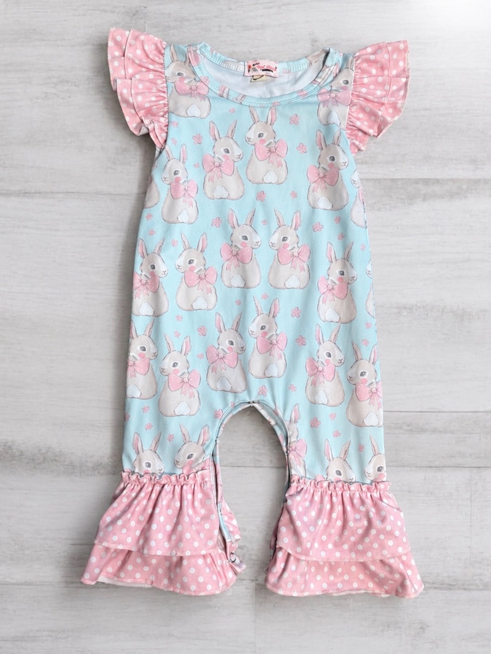 Clover Cottage Baby Romper 6-12mo Ruffle 1-piece